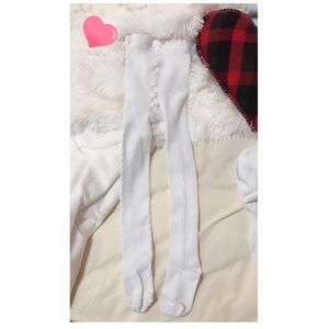 2 Pairs of thick cable knit white tights